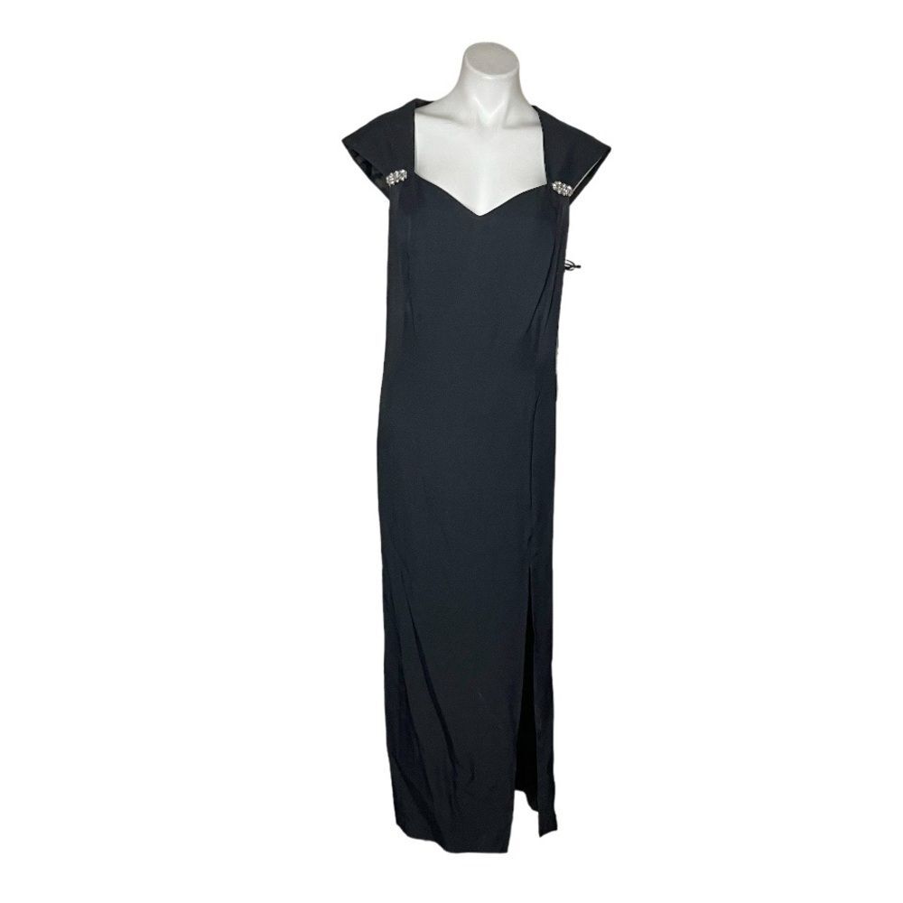 ONYX NITE Black Dress Full Length Gown Formal Rhinestones Plus Size 22 NWT
